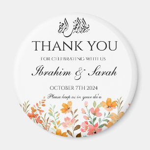 Thank You nikah muslim wedding favor floral  Magnet