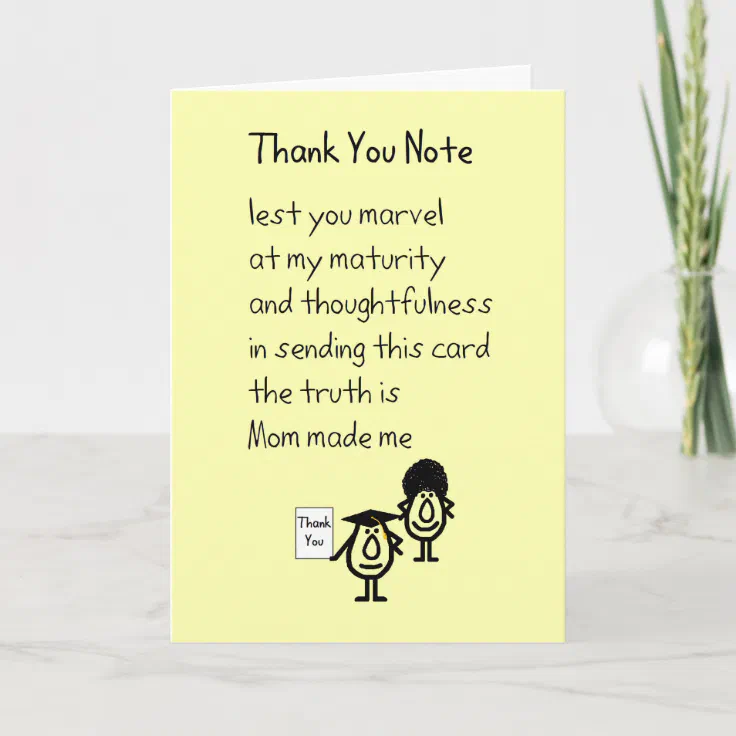 Thank You Note A Graduation Gift Thank You Poem Zazzle