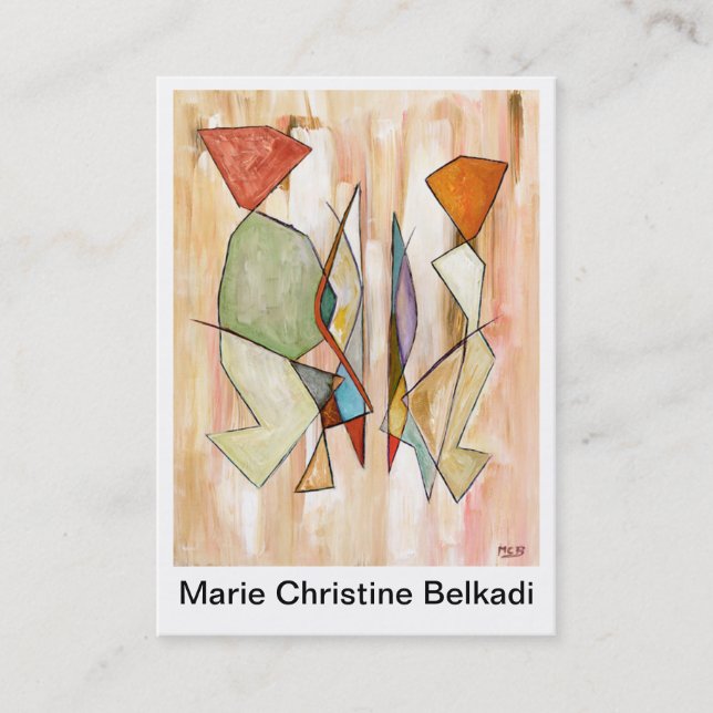 Thank You Note Artistic Colorful Abstract Couple Business Card (Front)