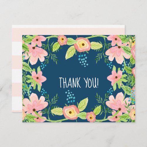 Thank You Note Baby Girl Modern Simple Boho Floral Invitation