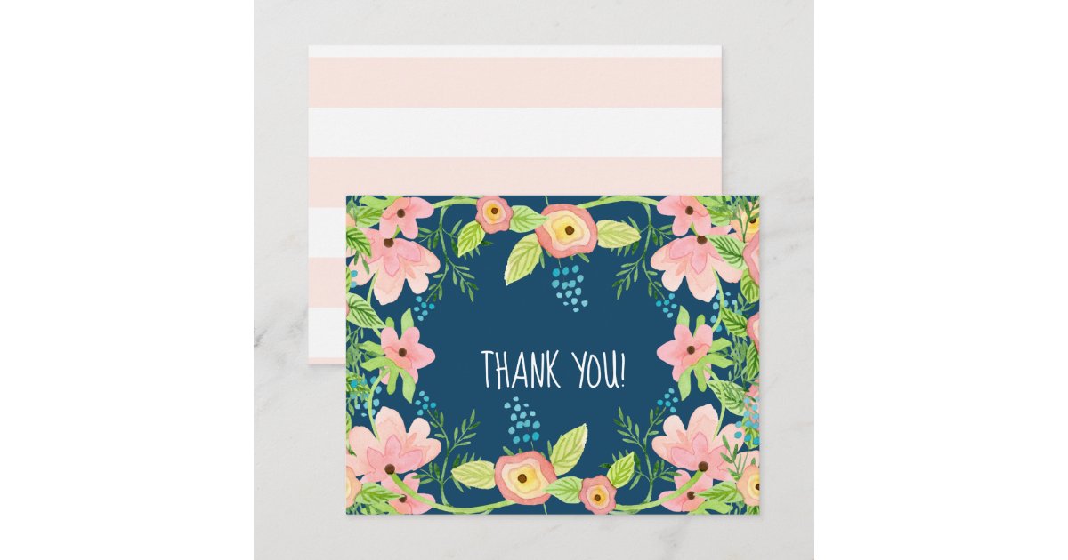 Thank You Note Baby Girl Modern Simple Boho Floral Invitation Zazzle