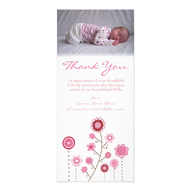 Thank You Note Baby Girl Photo Card Template (Front)