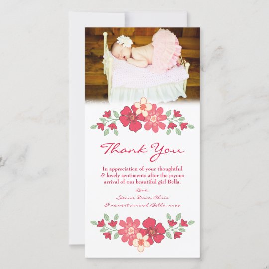 Thank You Note Baby Girl Photo Card Template