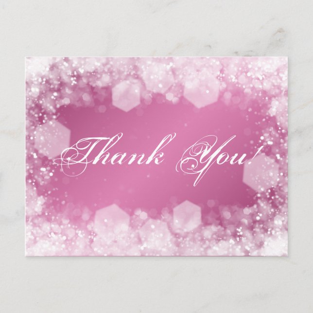 Thank You Note Baby Shower Night Sparkle Pink Postcard (Front)