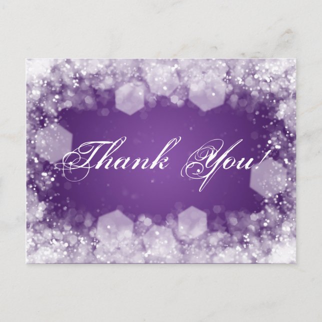 Thank You Note Baby Shower Night Sparkle Purple Postcard (Front)
