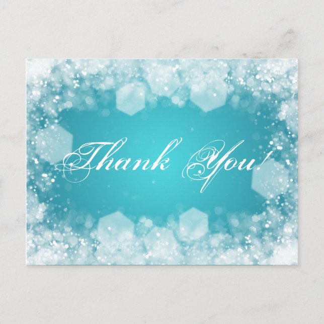 Thank You Note Baby Shower Night Sparkle Turquoise Postcard (Front)