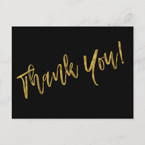 Thank You Note _ Black and Faux Gold Foil Postcard