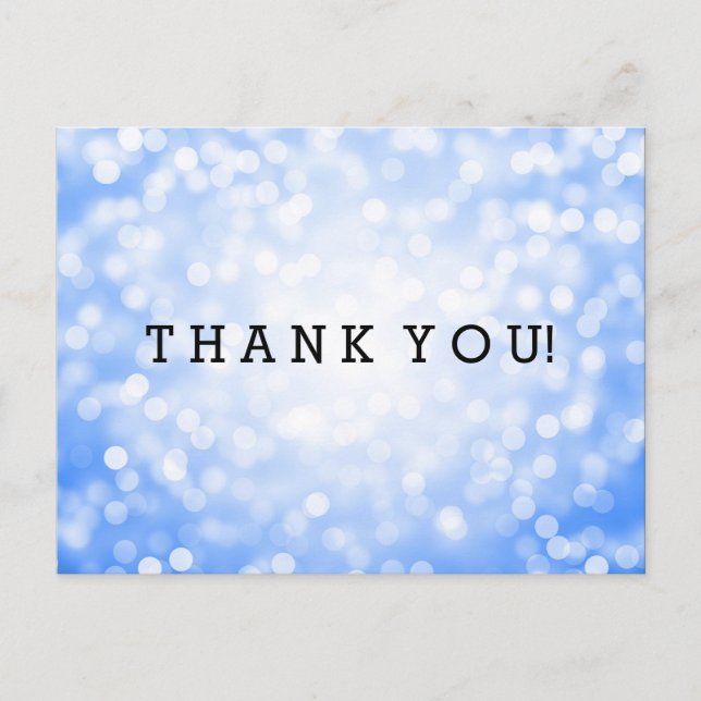 Thank You Note Blue Glitter Lights Postcard (Front)