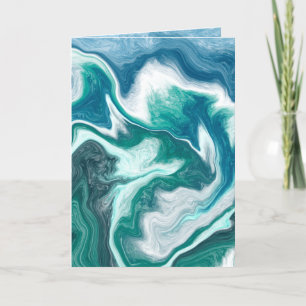 Thank You Note Blue Marble Fluid Art Card
