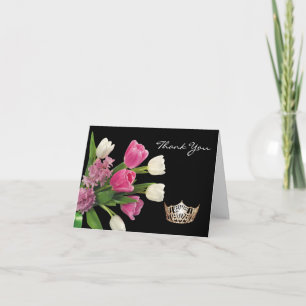 Thank You Note Card-Crown & Flowers