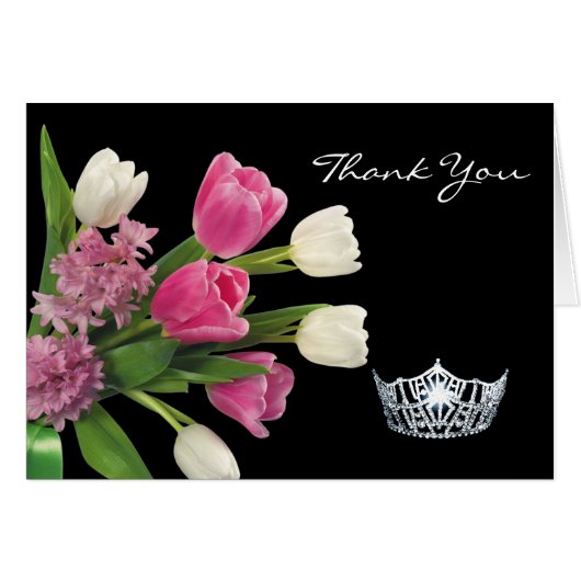 Thank You Note Card-Crown & Flowers Cards (Front Horizontal)