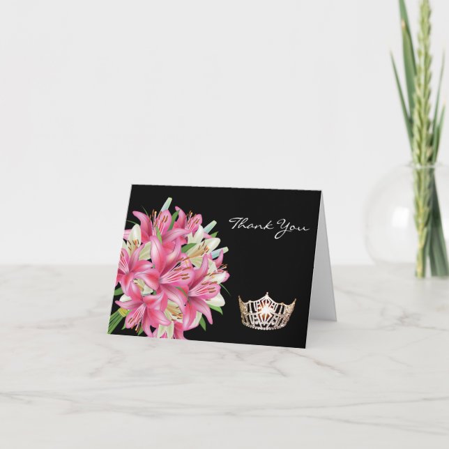 Thank You Note Card-Crown & Lillies (Front)