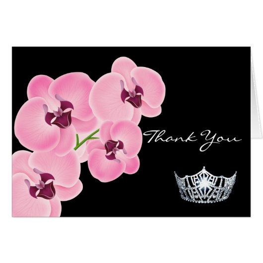 Thank You Note Card-Crown & Orchids (Front Horizontal)