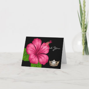 Thank You Note Card-Crown & Pink Hibiscus Flower Card