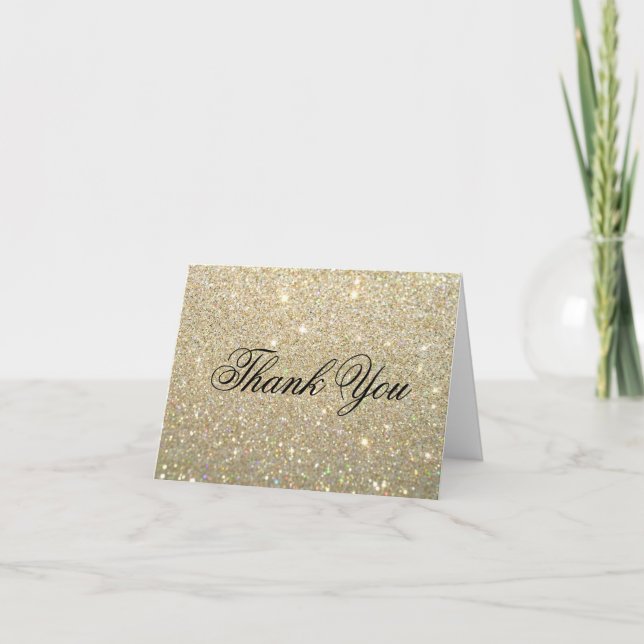 Thank You Note Card - Gold Glitter Fab (Front)