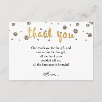 Thank You Note Card Gold & Glitter Glam by printabledigidesigns at Zazzle