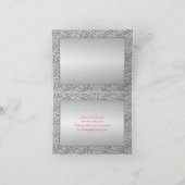 Thank You Note Card | Hot Pink, Silver Foil Look (Inside)