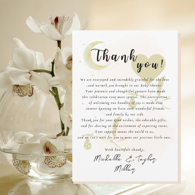 Thank you Note Card Oh Babies! Neutral Twins  (Creator Uploaded)