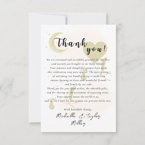Thank you Note Card Oh Babies Neutral Twins 