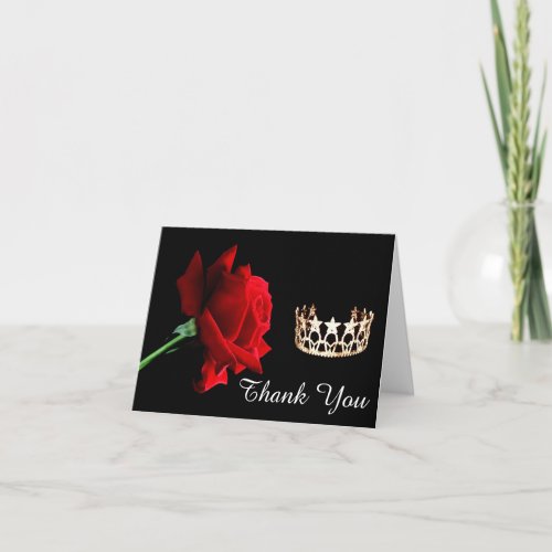 Thank You Note Card_Pageant Crown_Red Rose