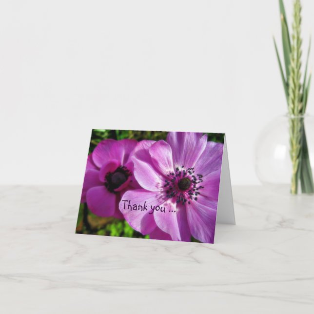 Thank You Note Card - Purple Anemone (Front)