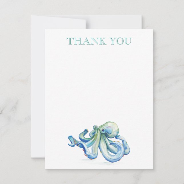 Thank You Note Card Watercolor Octopus (Front)