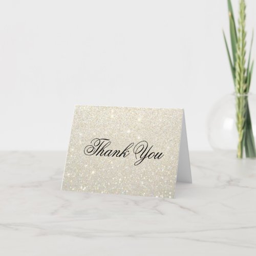 Thank You Note Card _ White Gold Glit Fab