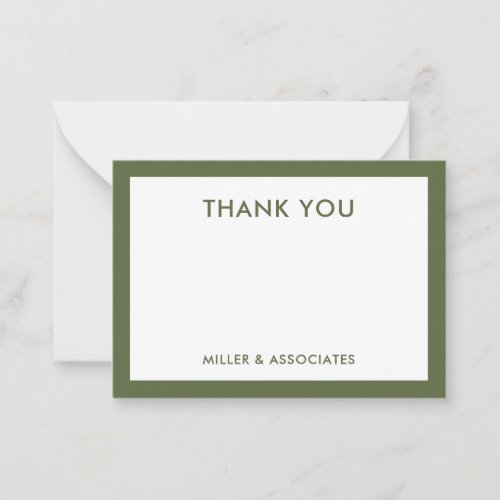 Thank You Note Card with Business Name Olive