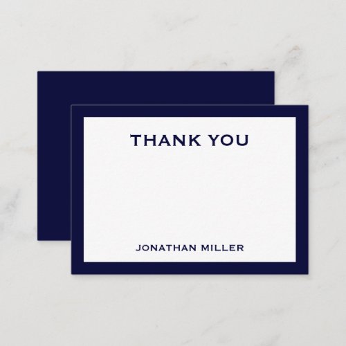 Thank You Note Card with Name Navy