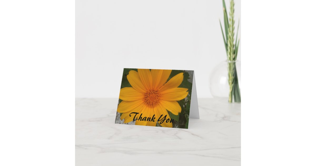 Thank you note card with yellow flower photograph | Zazzle