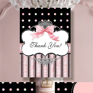Thank You Note Cards - French Bow Dot Swirl vs2