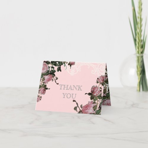 Thank You Note Cards Wedding Trellis Rose Vintage