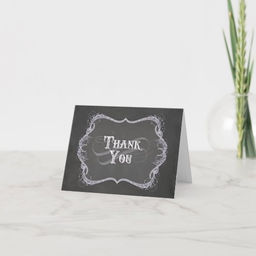 Thank You Note _ Chalkboard Typographic Leaf Swirl