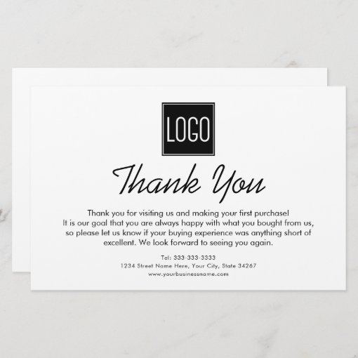 Thank You Note | Custom Logo Stationery | Zazzle