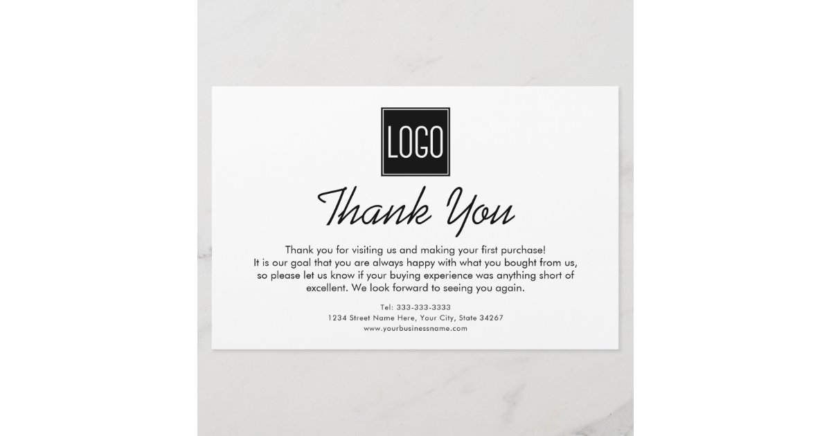 Thank You Note | Custom Logo Stationery | Zazzle