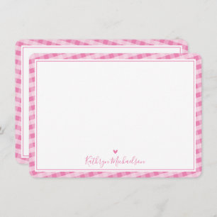 THANK YOU NOTE cute gingham pattern pretty pink
