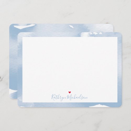 THANK YOU NOTE cute watercolor pretty pale blue