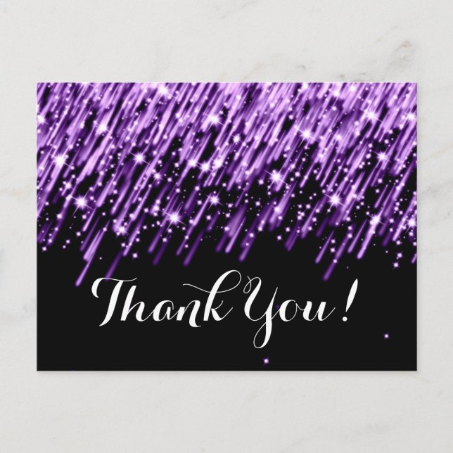 Thank You Note Falling Stars Purple Postcard (Front)