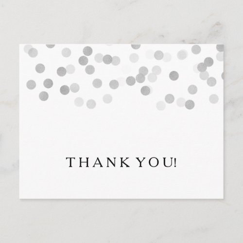 Thank You Note Faux Silver Foil Glitter Lights Postcard