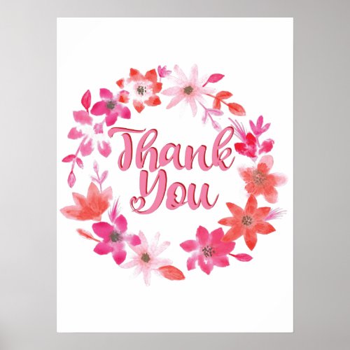 Thank You Note _ Floral Handwritten Many Thanks Poster
