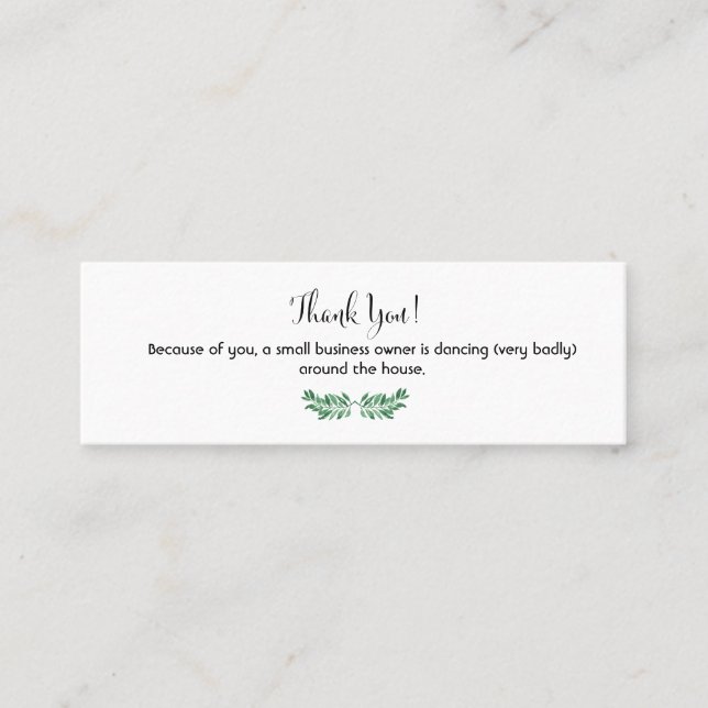 Thank you note for small business owner mini business card (Front)