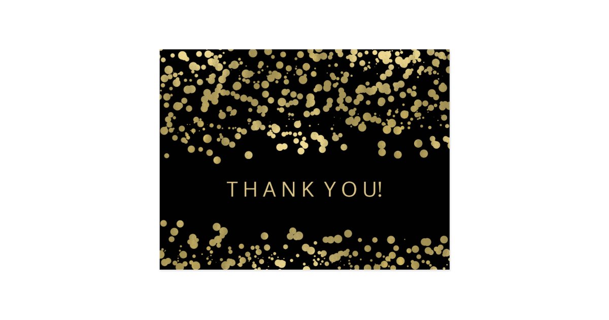 Thank You Note Gold Foil Confetti Postcard