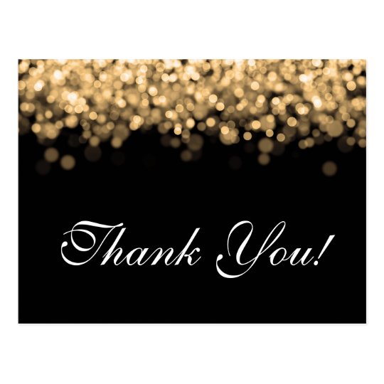 Thank You Note Gold Lights Postcard | Zazzle.com