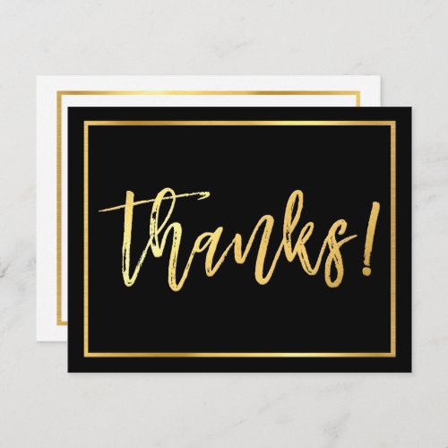 THANK YOU NOTE hand lettered gold script black Invitation