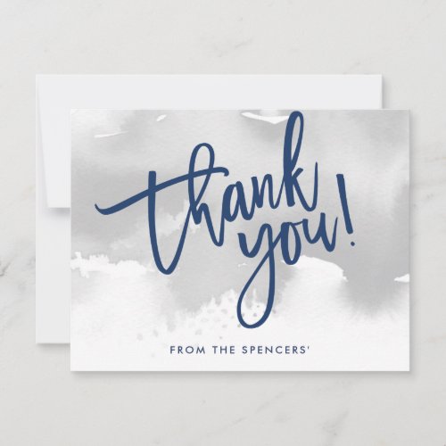 THANK YOU NOTE handlettered silver gray watercolor Invitation