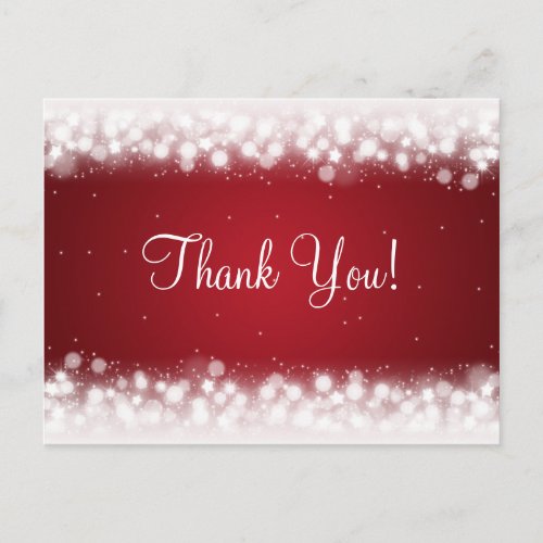 Thank You Note Magic Sparkle Red Postcard