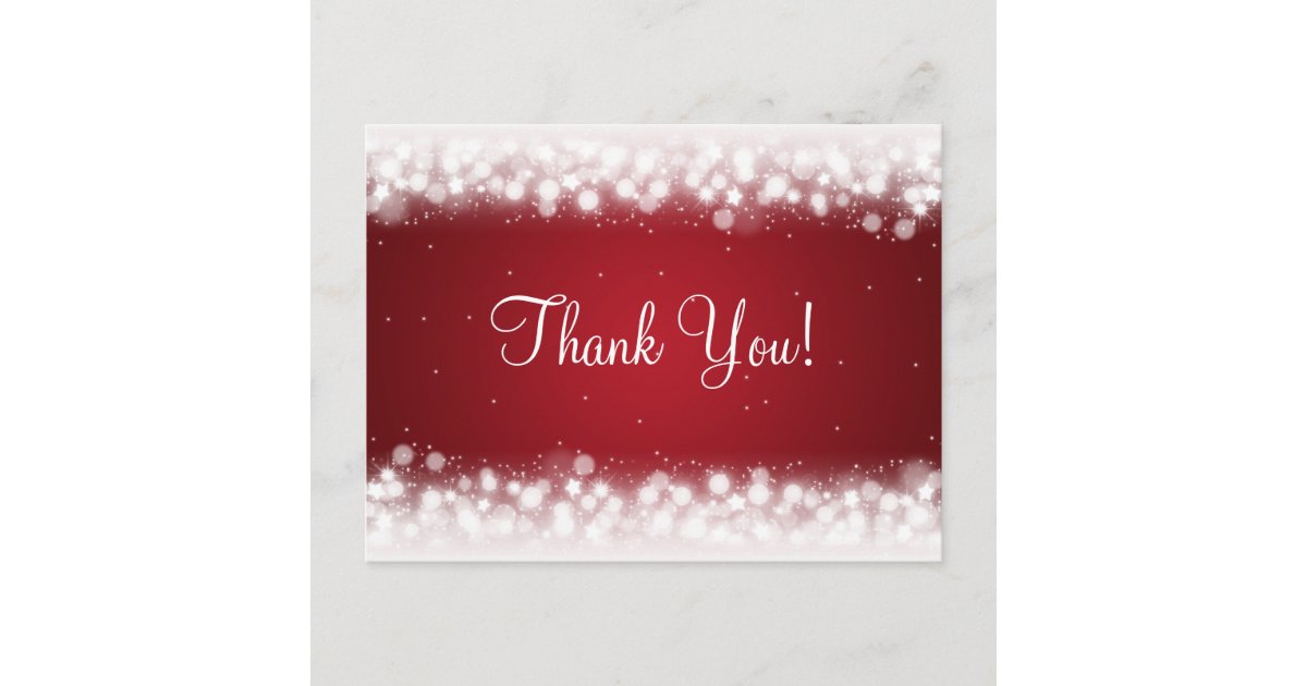 Thank You Note Magic Sparkle Red Postcard | Zazzle