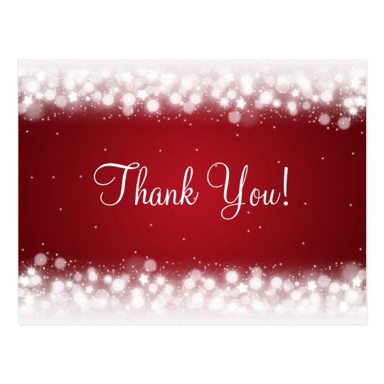 Thank You Note Magic Sparkle Red Postcard | Zazzle.com