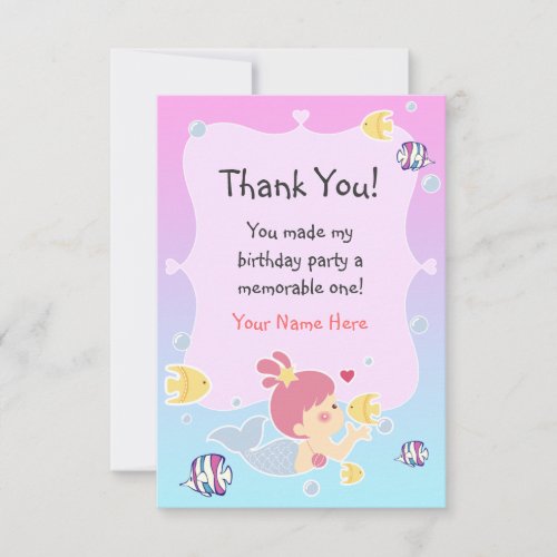 Thank You Note _ Mermaid Theme Birthday Party
