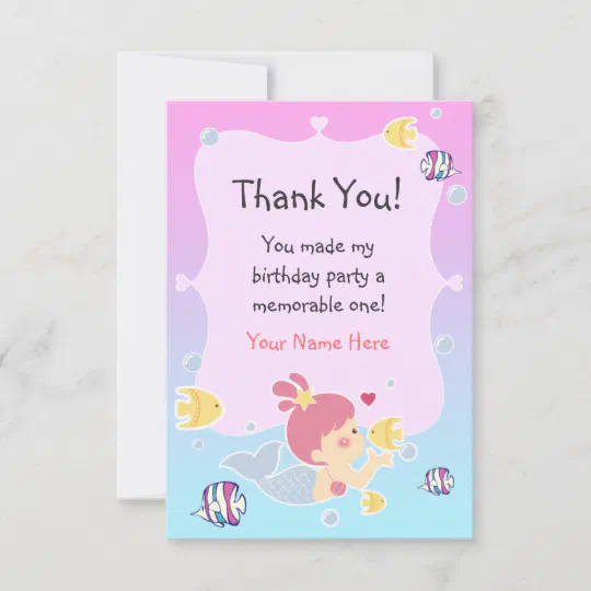 Pirate & Mermaid Party Thank You Cards 